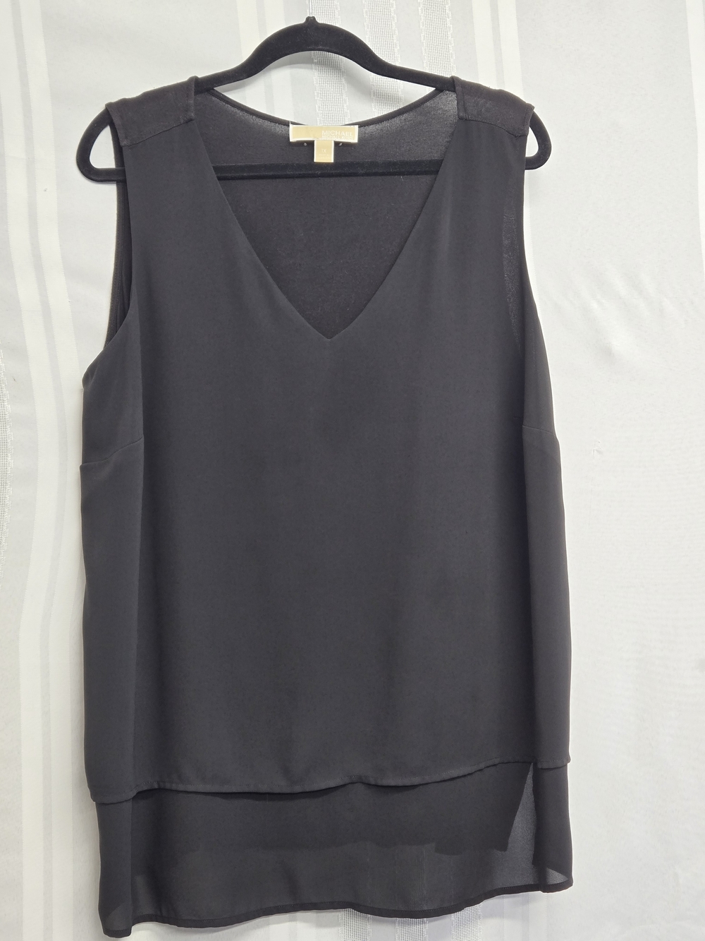Michael Kors Black V-Neck Layered Sleeveless Blouse Size XLARGE